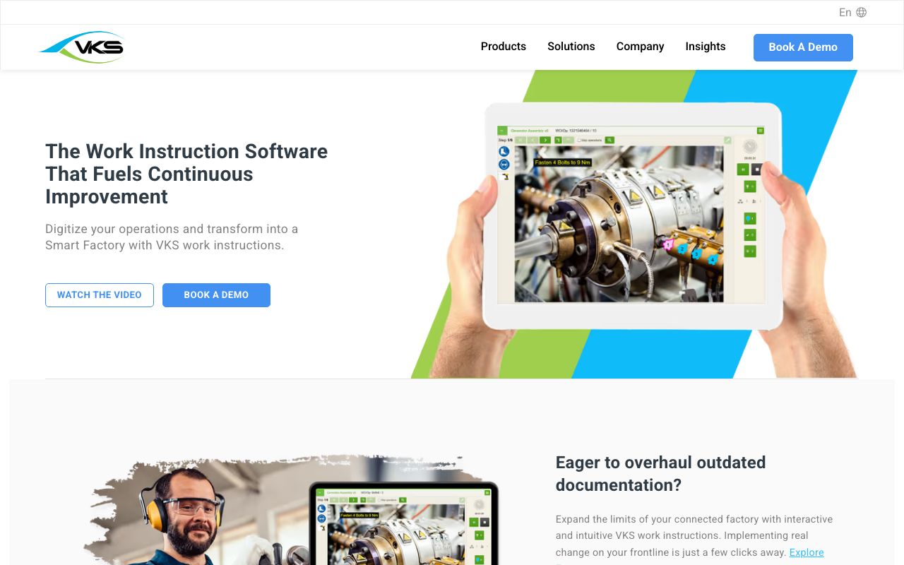 VKS Visual Knowledge Share work instruction software landing page
